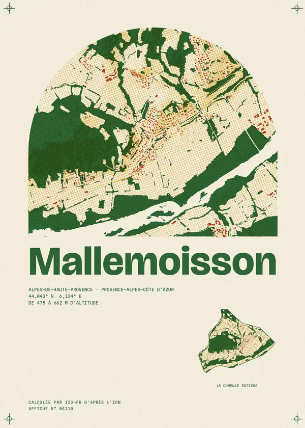 Affiche de Mallemoisson, calculée par 123-fr d'après l'IGN