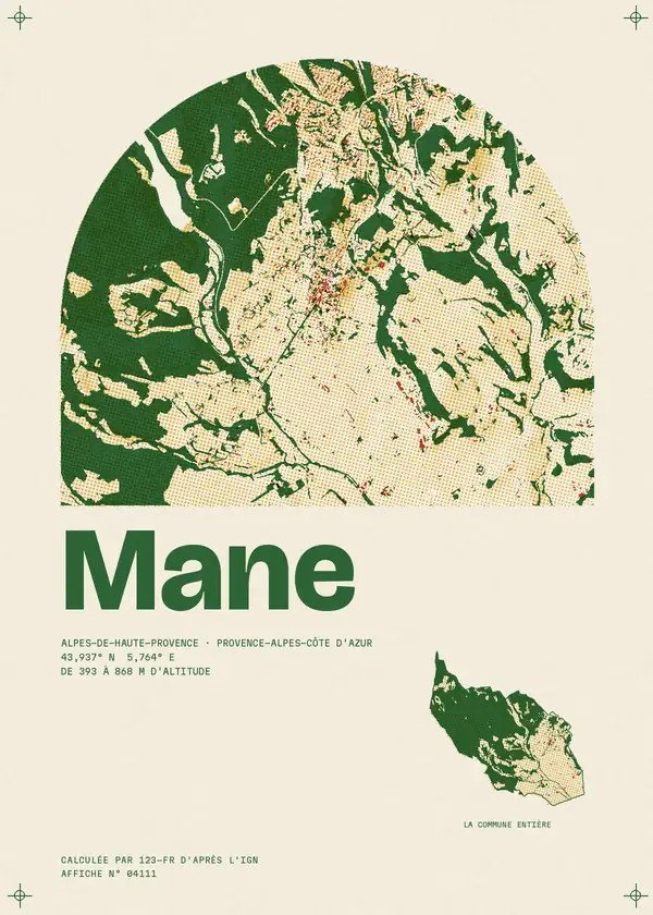 Affiche de Mane, calculée par 123-fr d'après l'IGN