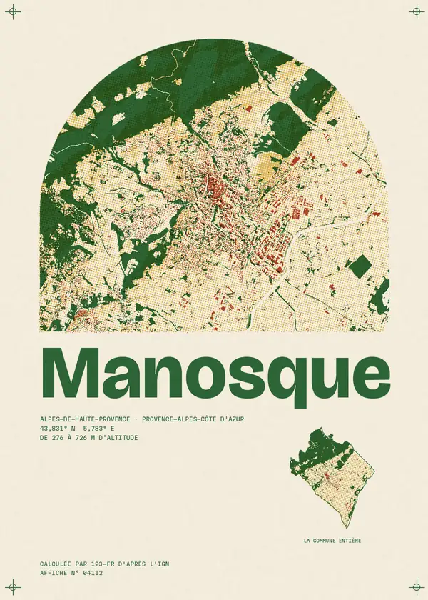 Affiche de Manosque, calculée par 123-fr d'après l'IGN