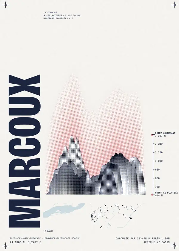 Affiche de Marcoux, calculée par 123-fr d'après l'IGN