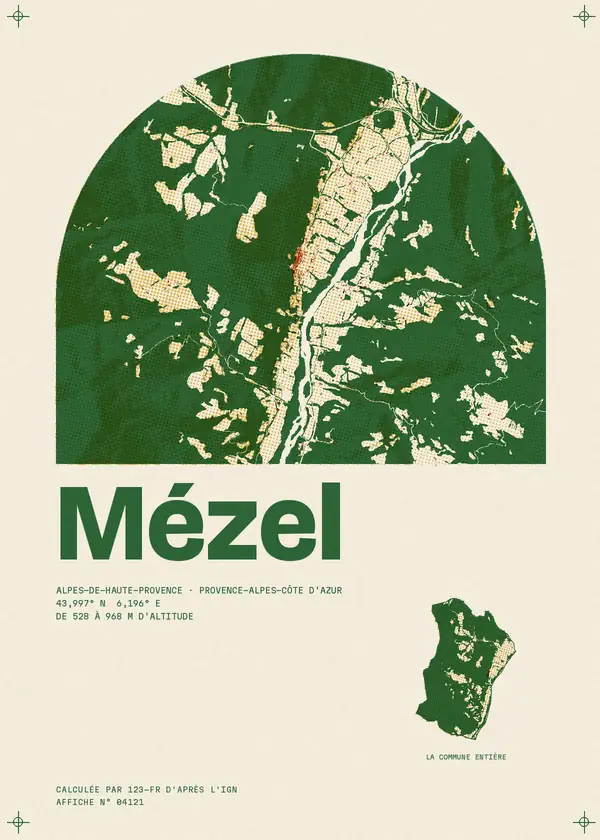 Affiche de Mézel, calculée par 123-fr d'après l'IGN