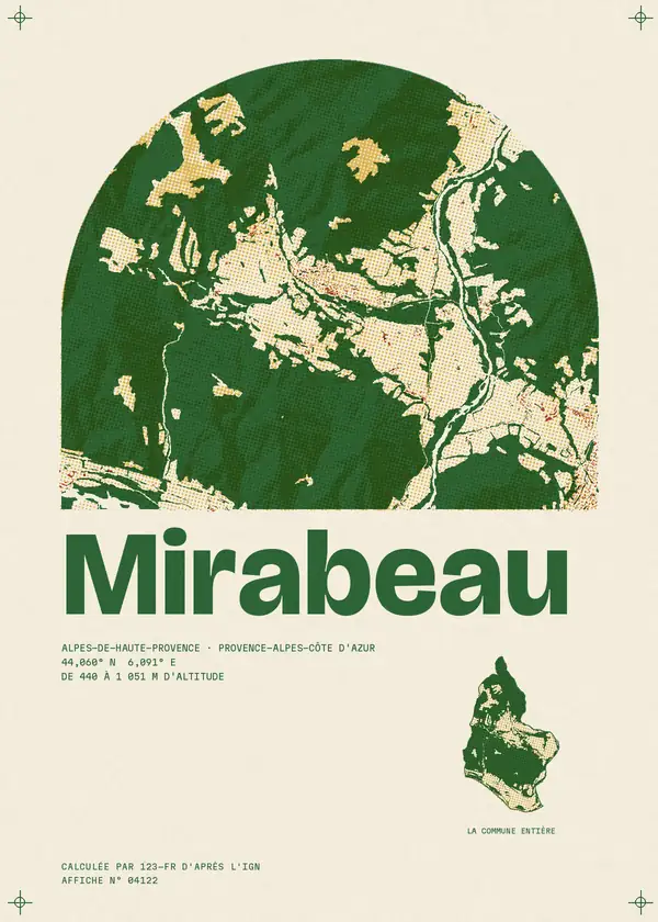 Affiche de Mirabeau, calculée par 123-fr d'après l'IGN