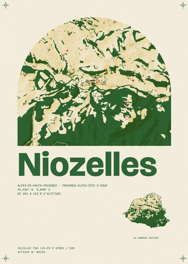 Affiche de Niozelles, calculée par 123-fr d'après l'IGN