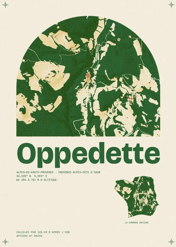 Affiche de Oppedette, calculée par 123-fr d'après l'IGN