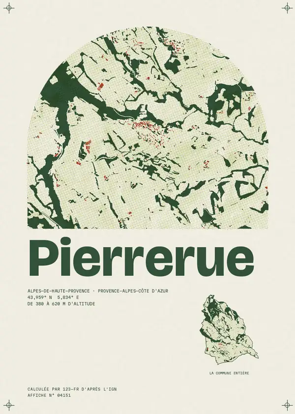 Affiche de Pierrerue, calculée par 123-fr d'après l'IGN