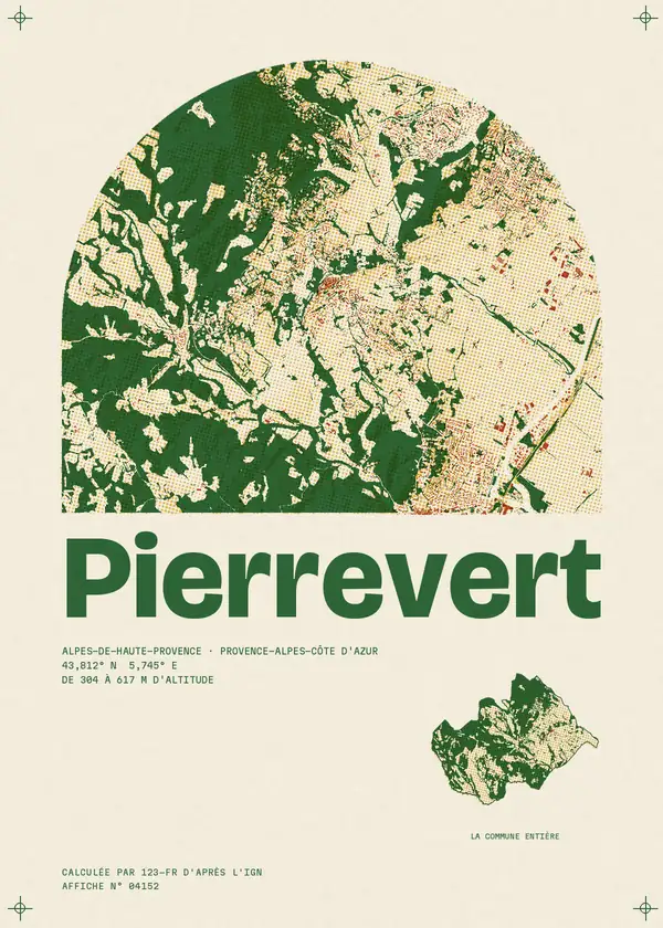 Affiche de Pierrevert, calculée par 123-fr d'après l'IGN