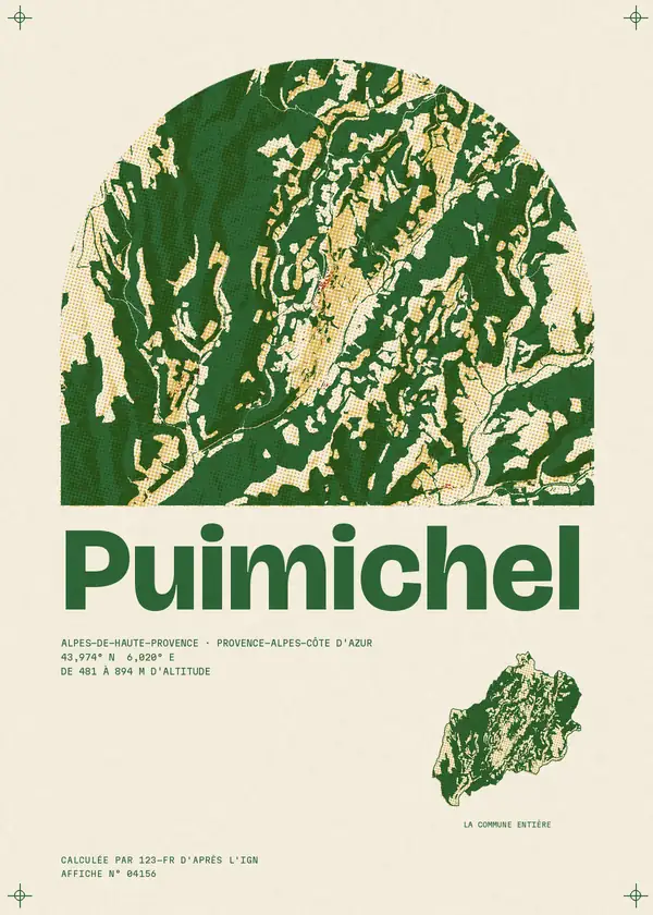 Affiche de Puimichel, calculée par 123-fr d'après l'IGN