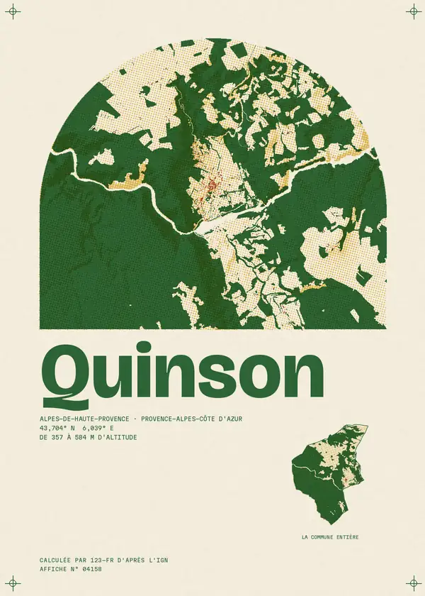 Affiche de Quinson, calculée par 123-fr d'après l'IGN