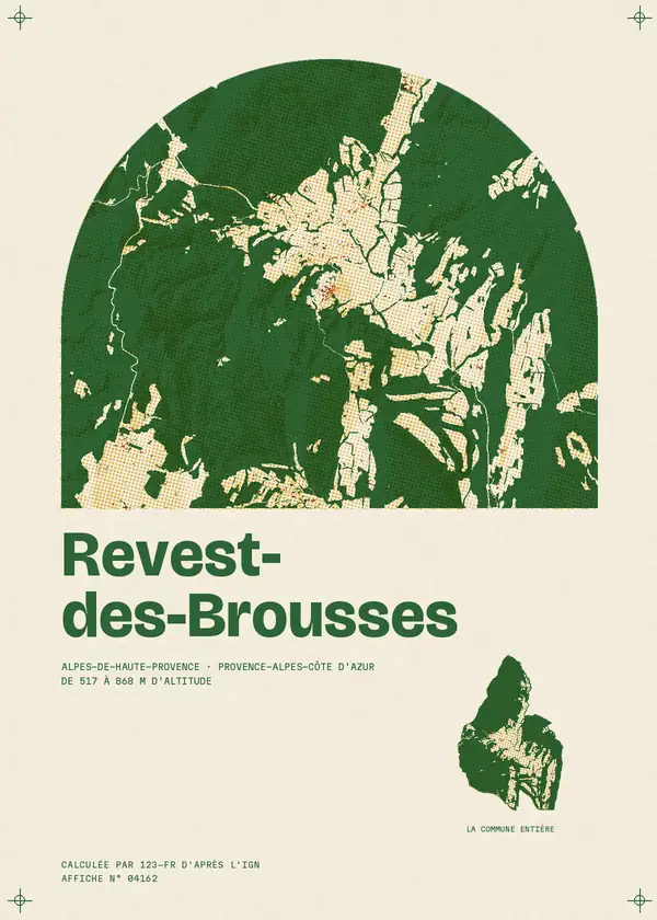 Affiche de Revest-des-Brousses, calculée par 123-fr d'après l'IGN
