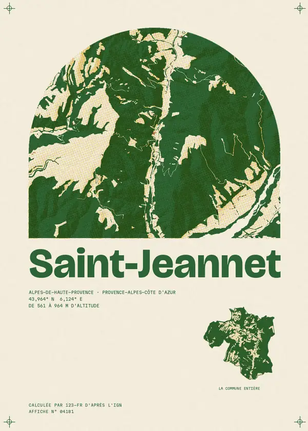 Affiche de Saint-Jeannet, calculée par 123-fr d'après l'IGN