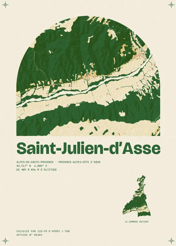 Affiche de Saint-Julien-d'Asse, calculée par 123-fr d'après l'IGN