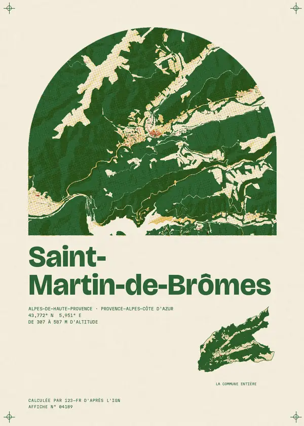 Affiche de Saint-Martin-de-Brômes, calculée par 123-fr d'après l'IGN