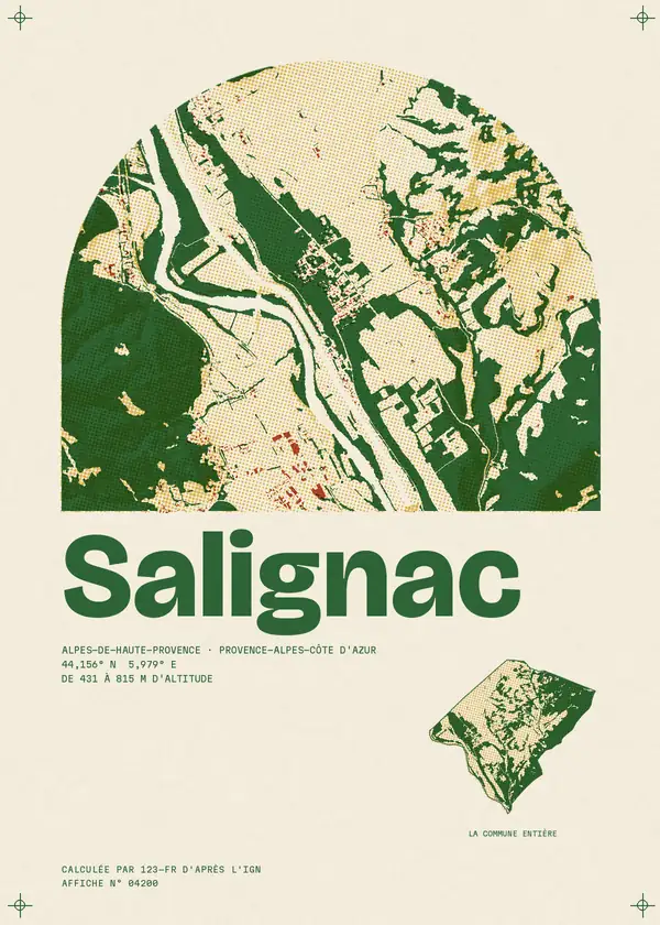 Affiche de Salignac, calculée par 123-fr d'après l'IGN