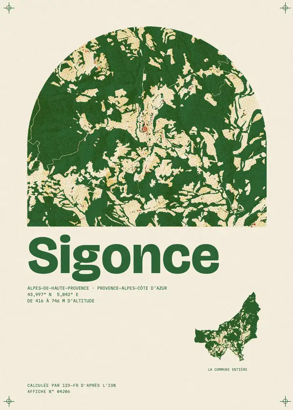 Affiche de Sigonce, calculée par 123-fr d'après l'IGN