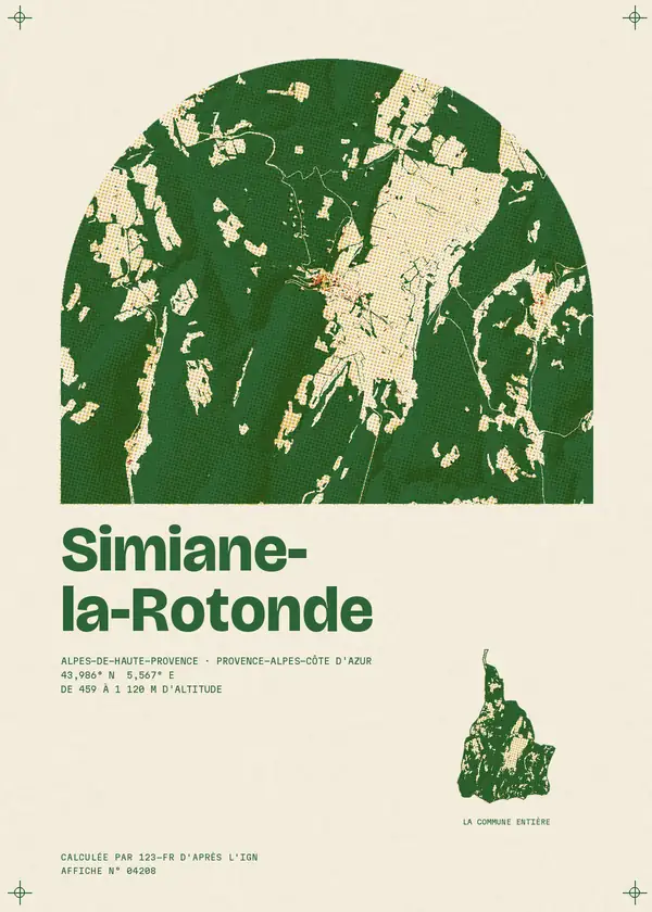 Affiche de Simiane-la-Rotonde, calculée par 123-fr d'après l'IGN