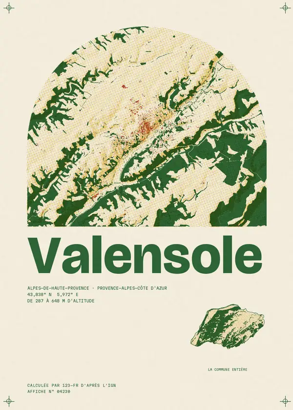 Affiche de Valensole, calculée par 123-fr d'après l'IGN