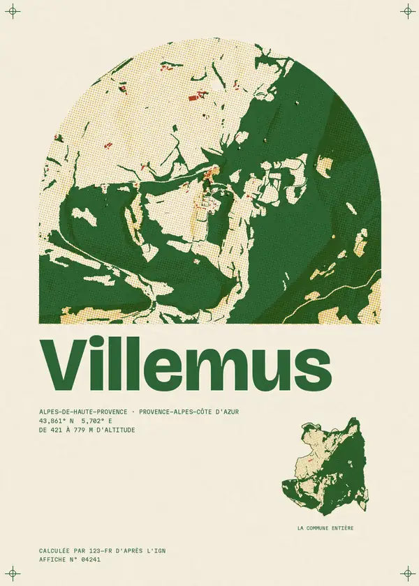 Affiche de Villemus, calculée par 123-fr d'après l'IGN