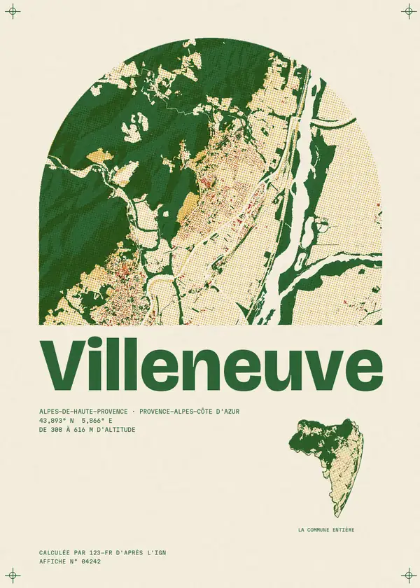 Affiche de Villeneuve, calculée par 123-fr d'après l'IGN
