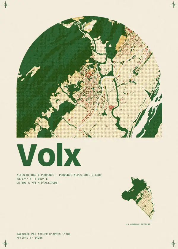 Affiche de Volx, calculée par 123-fr d'après l'IGN