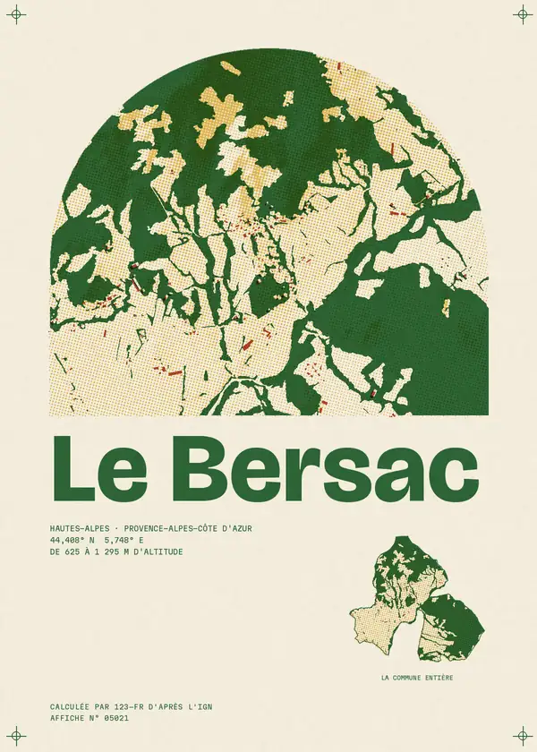 Affiche de Le Bersac, calculée par 123-fr d'après l'IGN