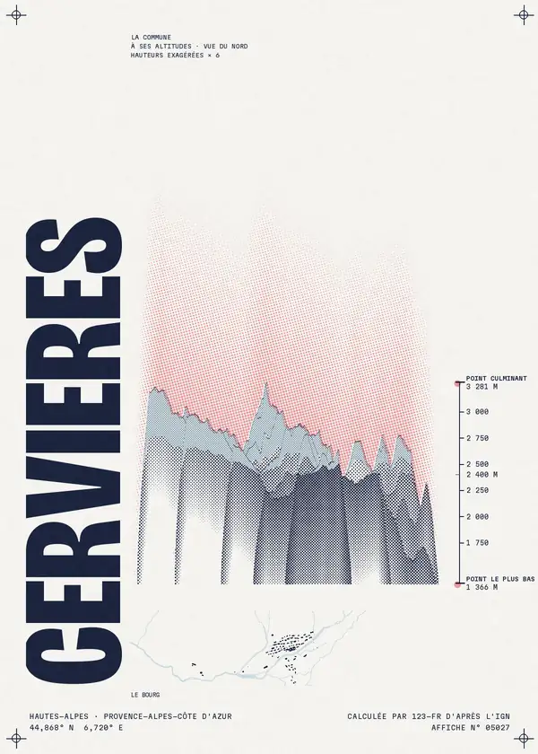Affiche de Cervières, calculée par 123-fr d'après l'IGN