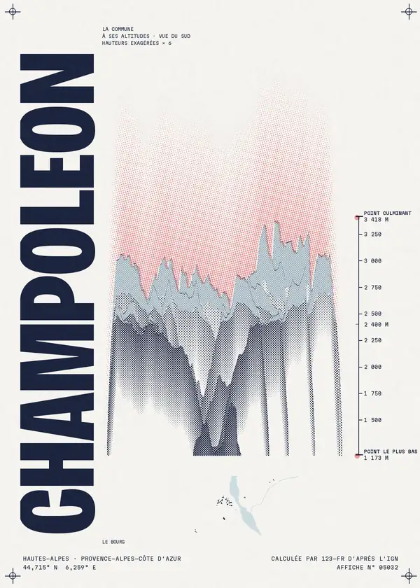 Affiche de Champoléon, calculée par 123-fr d'après l'IGN