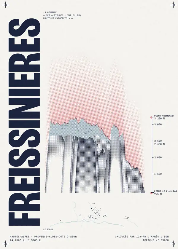 Affiche de Freissinières, calculée par 123-fr d'après l'IGN
