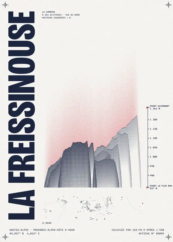 Affiche de La Freissinouse, calculée par 123-fr d'après l'IGN