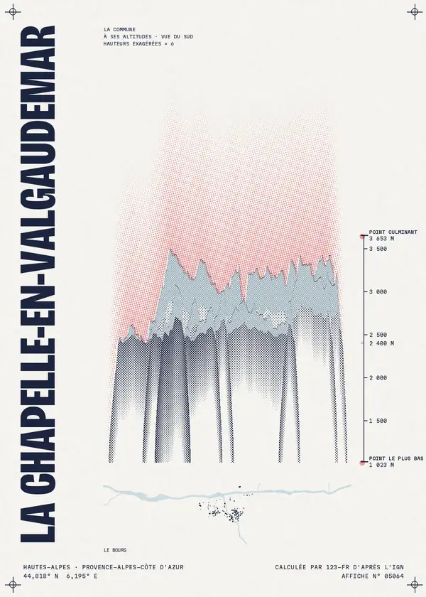 Affiche de La Chapelle-en-Valgaudémar, calculée par 123-fr d'après l'IGN