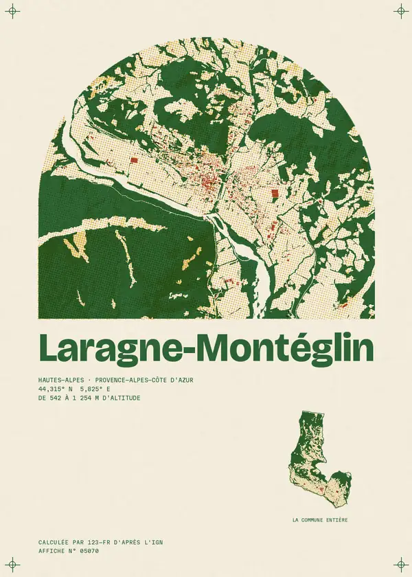 Affiche de Laragne-Montéglin, calculée par 123-fr d'après l'IGN