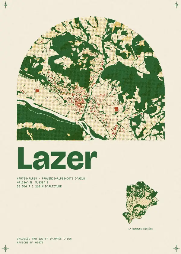 Affiche de Lazer, calculée par 123-fr d'après l'IGN