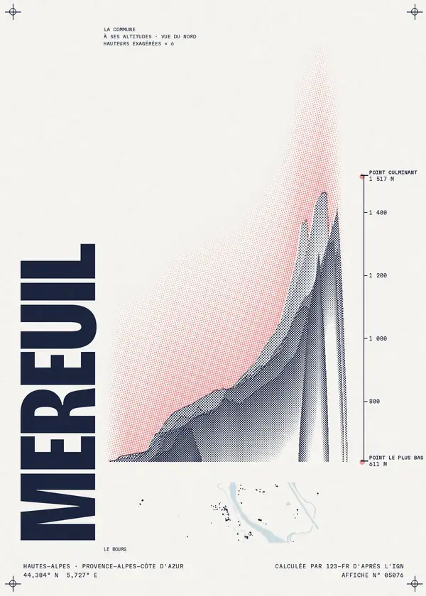 Affiche de Méreuil, calculée par 123-fr d'après l'IGN