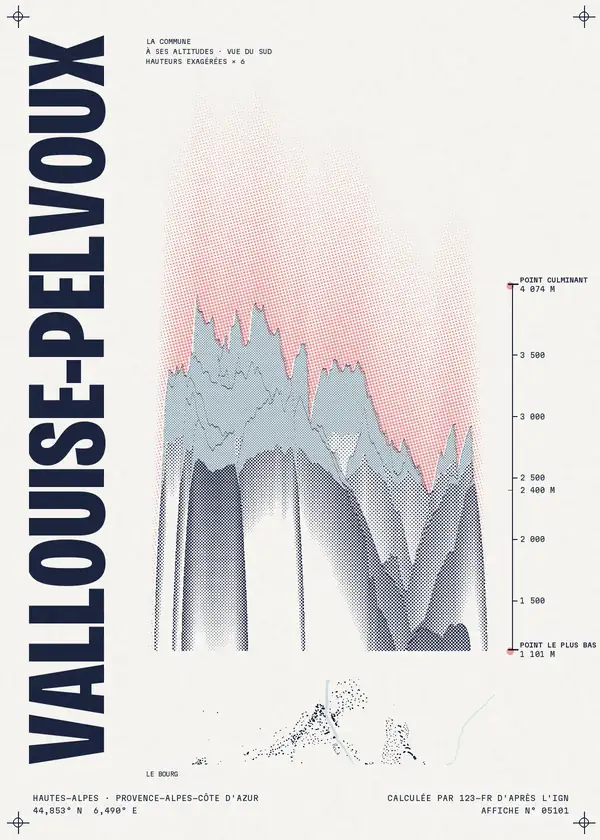 Affiche de Vallouise-Pelvoux, calculée par 123-fr d'après l'IGN