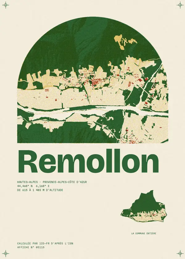 Affiche de Remollon, calculée par 123-fr d'après l'IGN