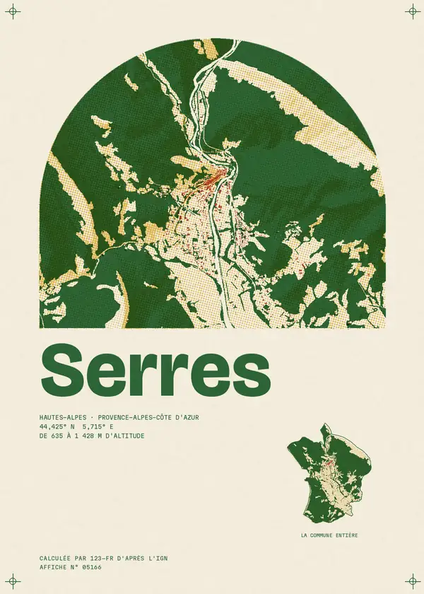 Affiche de Serres, calculée par 123-fr d'après l'IGN
