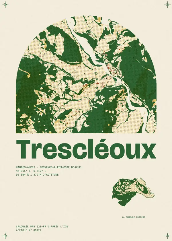 Affiche de Trescléoux, calculée par 123-fr d'après l'IGN