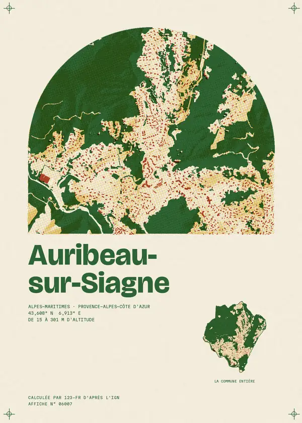 Affiche de Auribeau-sur-Siagne, calculée par 123-fr d'après l'IGN