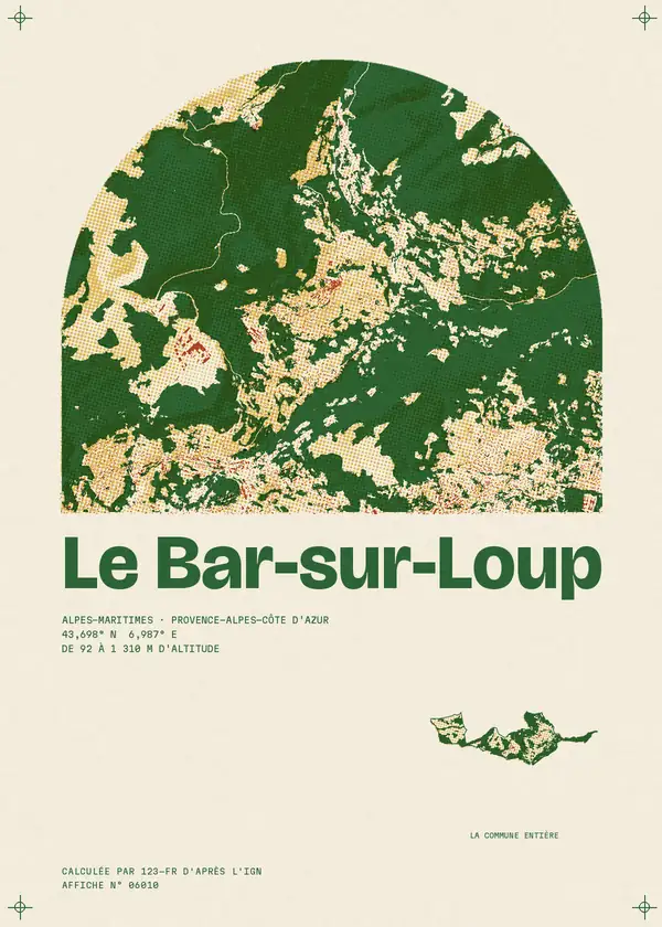 Affiche de Le Bar-sur-Loup, calculée par 123-fr d'après l'IGN