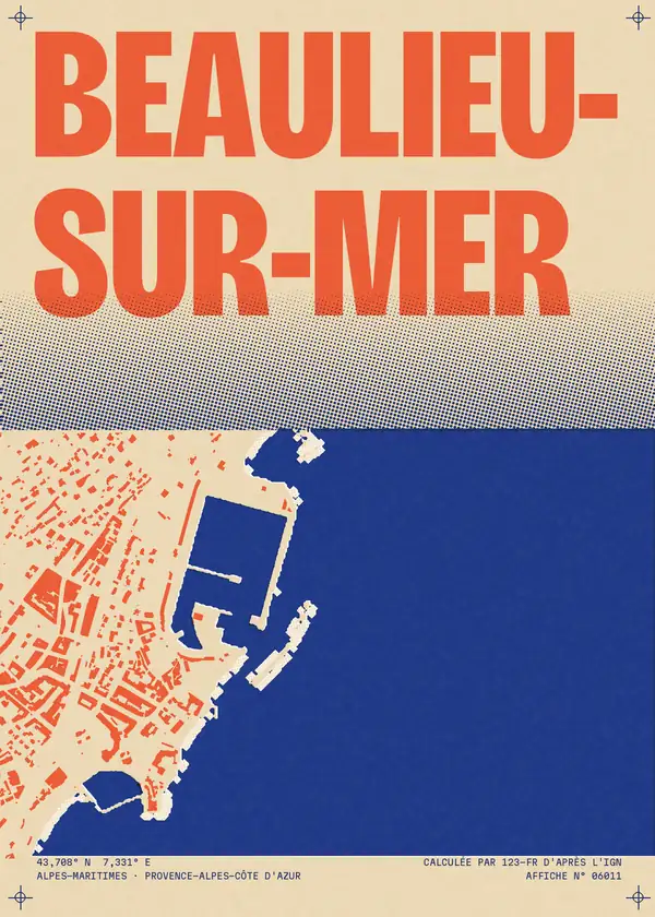 Affiche de Beaulieu-sur-Mer, calculée par 123-fr d'après l'IGN