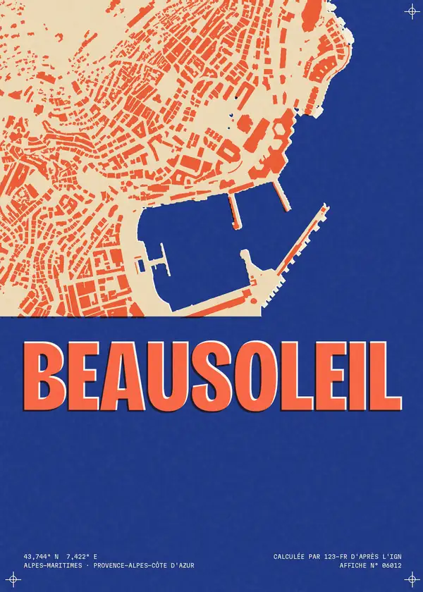 Affiche de Beausoleil, calculée par 123-fr d'après l'IGN