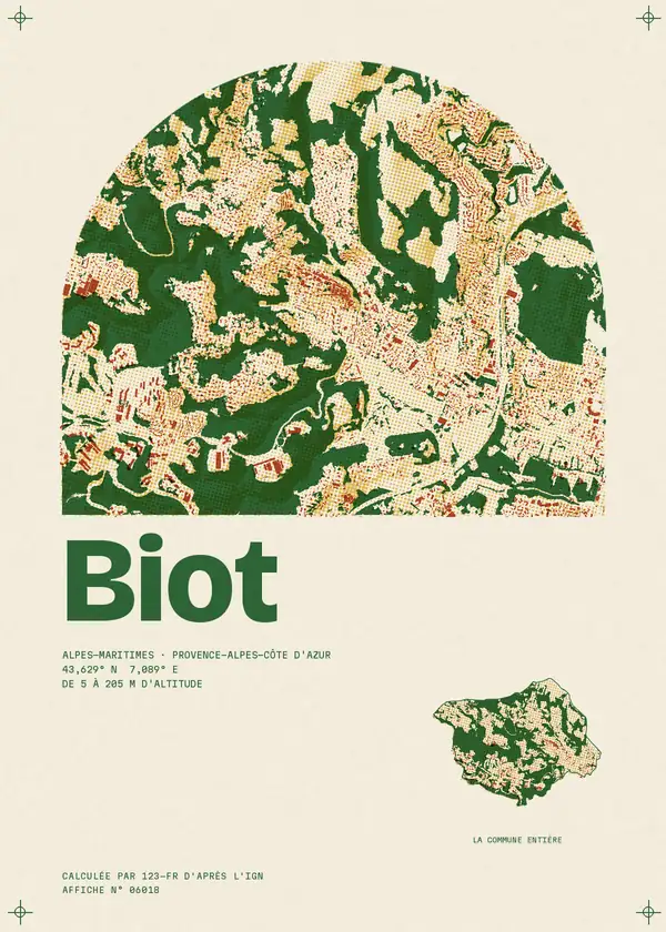 Affiche de Biot, calculée par 123-fr d'après l'IGN