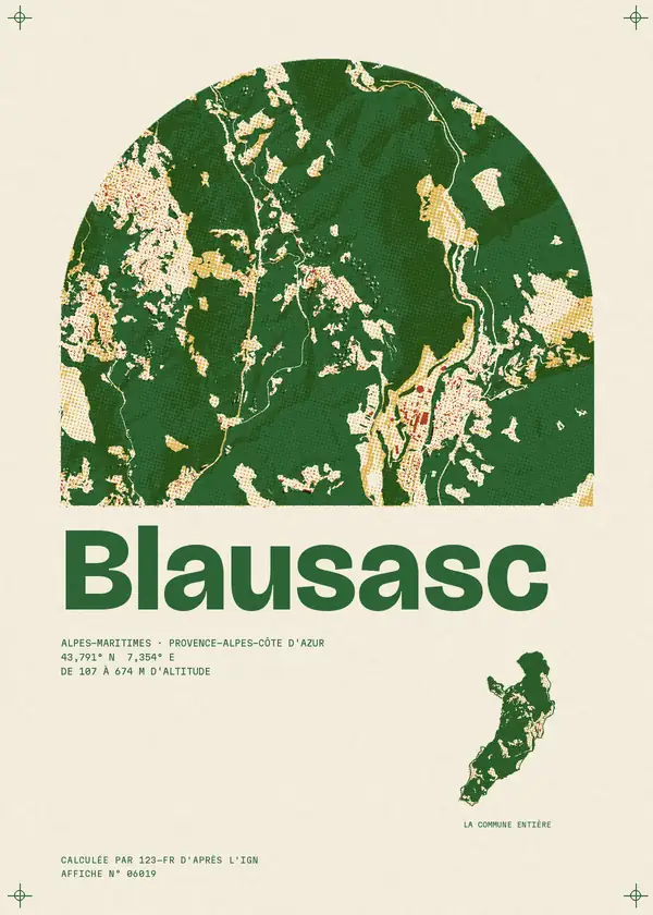 Affiche de Blausasc, calculée par 123-fr d'après l'IGN
