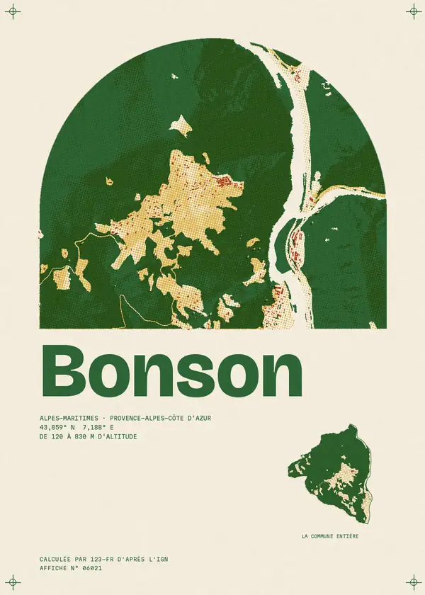 Affiche de Bonson, calculée d'après l'IGN