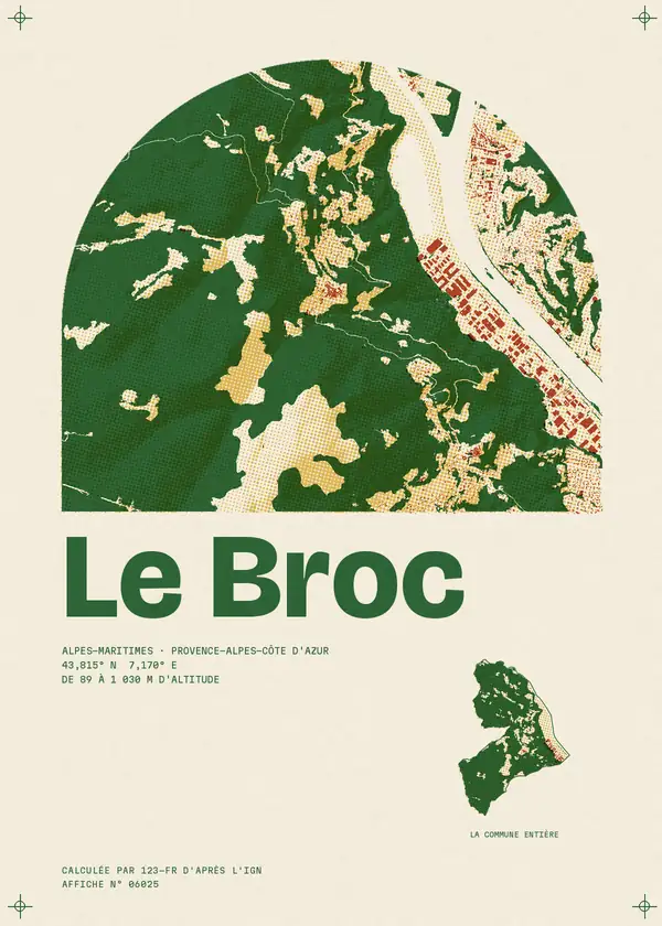 Affiche de Le Broc, calculée par 123-fr d'après l'IGN