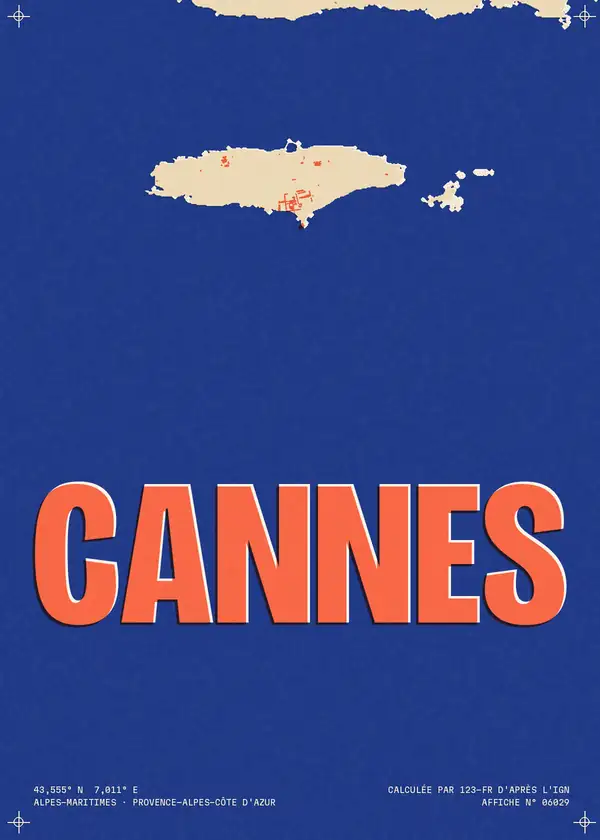 Affiche de Cannes, calculée par 123-fr d'après l'IGN