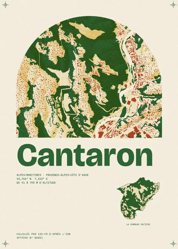 Affiche de Cantaron, calculée par 123-fr d'après l'IGN