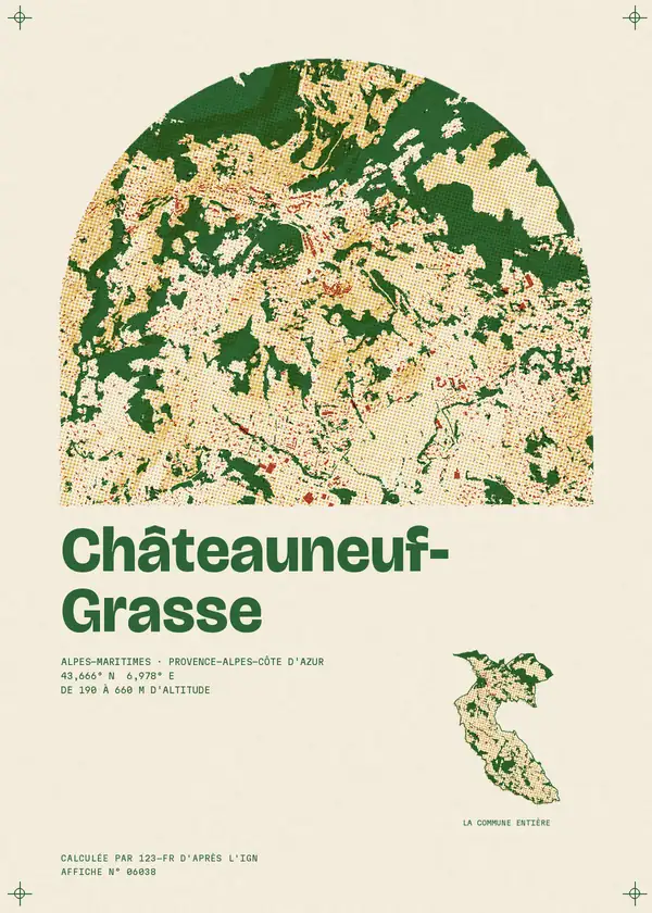 Affiche de Châteauneuf-Grasse, calculée par 123-fr d'après l'IGN