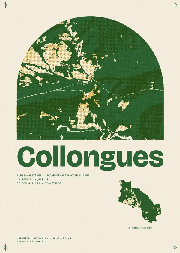 Affiche de Collongues, calculée par 123-fr d'après l'IGN