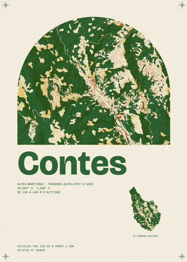 Affiche de Contes, calculée par 123-fr d'après l'IGN