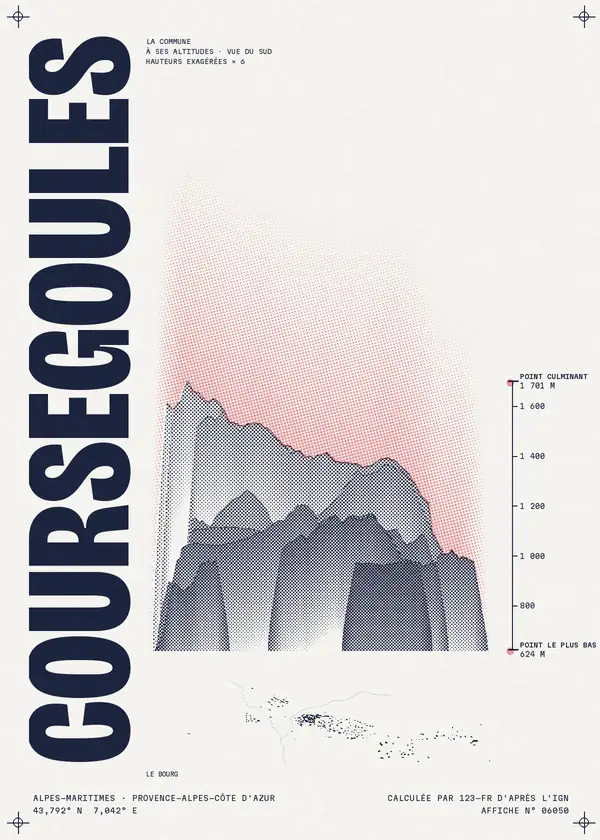 Affiche de Coursegoules, calculée par 123-fr d'après l'IGN